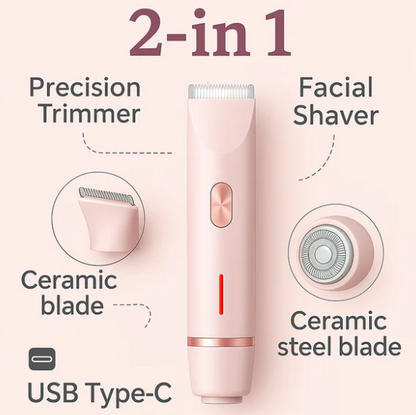 2 In 1 Hair Remover Women's Double Head Shaver Private Pubic Hair Trimmer Electric Razor Wet Dry Electric Body Hair